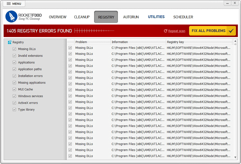 Fixing registry errors