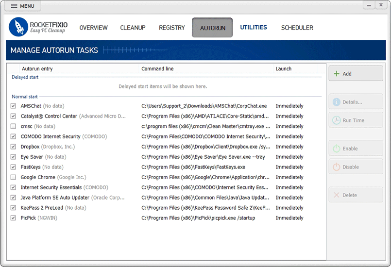 Manage autorun entries